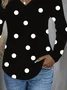 Women's Long Sleeve T-shirt Spring/Fall Black Polka Dots Printing Jersey V Neck Daily Going Out Casual Top