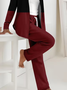 Women's Printing Striped Daily Going Out Two-Piece Set Wine Red Casual Spring/Fall Coat With Pants Matching Set