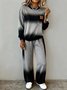 Women's Split Joint Color Block Daily Going Out Two-Piece Set Black Casual Spring/Fall Top With Pants Matching Set