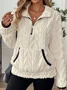 Plain Lady Romance Loose Stand Collar Sweatshirt