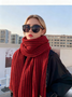 Versatile Korean Style Knitted Wool Christmas Red New Winter High-end New Year Gift Couple Scarf