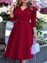Women's Three Quarter Sleeve Spring/Fall Blue Plain Split Joint Shawl Collar Daily Going Out Casual Maxi A-Line Fit & Flare Dress Dress