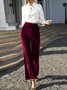 Women's  Elastic Waist H-Line Wide Leg Pants Daily Going Out Pants Wine Red Casual Split Joint Plain Spring/Fall Pants