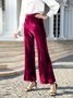 Women's  Elastic Waist H-Line Wide Leg Pants Daily Going Out Pants Wine Red Casual Split Joint Plain Spring/Fall Pants
