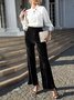 Women's  Elastic Waist H-Line Wide Leg Pants Daily Going Out Pants Wine Red Casual Split Joint Plain Spring/Fall Pants