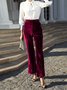 Women's  Elastic Waist H-Line Wide Leg Pants Daily Going Out Pants Wine Red Casual Split Joint Plain Spring/Fall Pants