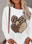 Women's Long Sleeve T-shirt Spring/Fall White Heart/Cordate Printing Jersey Crew Neck Daily Going Out Casual Top