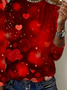 Women's Long Sleeve T-shirt Spring/Fall Red Heart/Cordate Printing Jersey Crew Neck Daily Going Out Casual Top