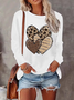 Women's Long Sleeve T-shirt Spring/Fall White Heart/Cordate Printing Jersey Crew Neck Daily Going Out Casual Top