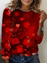 Women's Long Sleeve T-shirt Spring/Fall Red Heart/Cordate Printing Jersey Crew Neck Daily Going Out Casual Top