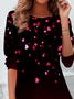 Women's Long Sleeve T-shirt Spring/Fall Black Heart/Cordate Jersey Crew Neck Daily Going Out Casual Top