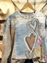 Heart/Cordate Printing Casual Sweatshirt