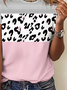 Women's Short Sleeve T-shirt Summer Pink Abstract Printing Jersey Crew Neck Daily Going Out Casual Top