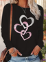Women's Long Sleeve T-shirt Spring/Fall Black Heart/Cordate Printing Jersey Crew Neck Daily Going Out Casual Top