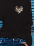 Women's Long Sleeve T-shirt Spring/Fall Black Heart/Cordate Printing Jersey Crew Neck Daily Going Out Casual Top