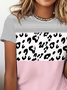 Women's Short Sleeve T-shirt Summer Pink Abstract Printing Jersey Crew Neck Daily Going Out Casual Top