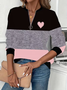 Women's Valentine's Day Heart Print Casual Zip-Up Long-Sleeve Sweatshirt