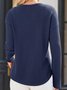 Women's Long Sleeve T-shirt Spring/Fall Deep Pink Plain Split Joint V Neck Daily Going Out Casual Top
