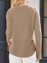 Women's Long Sleeve T-shirt Spring/Fall Deep Pink Plain Split Joint V Neck Daily Going Out Casual Top