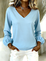 Cotton Casual V Neck Plain T-Shirt
