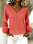 Cotton Casual V Neck Plain T-Shirt