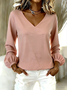Cotton Casual V Neck Plain T-Shirt