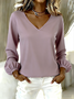 Cotton Casual V Neck Plain T-Shirt