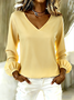 Cotton Casual V Neck Plain T-Shirt