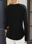 Women's Long Sleeve T-shirt Spring/Fall Deep Pink Plain Split Joint V Neck Daily Going Out Casual Top