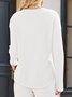 Women's Long Sleeve T-shirt Spring/Fall Deep Pink Plain Split Joint V Neck Daily Going Out Casual Top