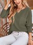 Women's Long Sleeve T-shirt Spring/Fall Deep Pink Plain Split Joint V Neck Daily Going Out Casual Top