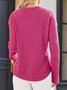 Women's Long Sleeve T-shirt Spring/Fall Deep Pink Plain Split Joint V Neck Daily Going Out Casual Top