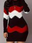 Women's Long Sleeve Spring/Fall Black Color Block Split Joint Hoodie Daily Going Out Casual Midi Bodycon Hip Skirt Dress