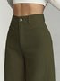 Women's  Elastic Waist H-Line Wide Leg Pants Daily Going Out Pants Deep Brown Casual Split Joint Plain Spring/Fall Pants