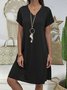 Casual Cotton Solid V Neck Knitting Dress