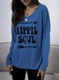 Casual Long Sleeve Letter T-shirt