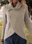 White Long Sleeve Turtleneck Buttoned Outerwear