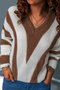 zolucky Casual Long Sleeve V Neck Geometric Sweater