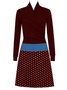 Polka Dots Long Sleeve V Neck Casual Knitting Dress