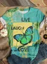 Casual Short Sleeve Round Neck Plus Size Graphic Tees for Women