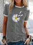 Round neck casual daisy printed short-sleeved T-shirt