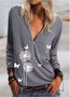 New Women Fashion Casual Daily Zipper T-shirt Vintage T-shirt