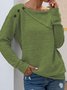 Gray Buttoned Solid Long Sleeve Cotton-Blend TopKnitwear & Sweater