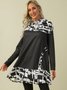 Loosen Abstract Cowl Neck Geometric Casual Long sleeve Knit Dress