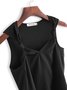 Vintage Tied Detail Sleeveless Solid V Neck Plus Size Casual Vest Tops