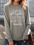 Crew Neck Cotton-Blend Letter Long Sleeve Sweatshirts