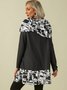 Loosen Abstract Cowl Neck Geometric Casual Long sleeve Knit Dress