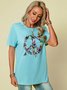 Short Sleeve Shift Crew Neck Floral T-shirt