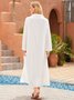 Women V Neck Casual Long Sleeve Cotton-Blend Maxi Weaving Dress