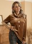 Cowl Neck Paneled Long Sleeve Casual Tops
